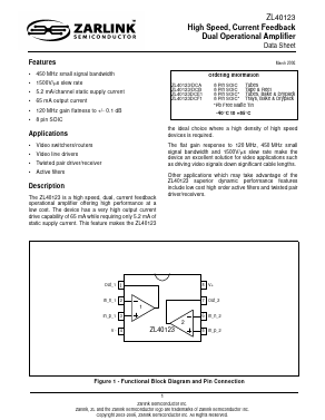 ZL40123DCB Datasheet PDF Zarlink Semiconductor Inc
