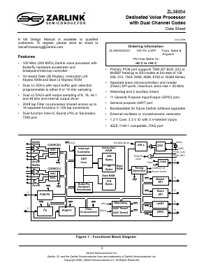 ZL38004QCG1 Datasheet PDF Zarlink Semiconductor Inc