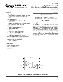 ZL40162/DCB Datasheet PDF Zarlink Semiconductor Inc