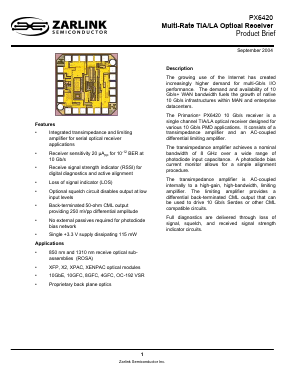 PX6420 Datasheet PDF Zarlink Semiconductor Inc