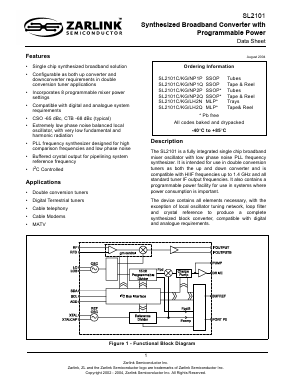 SL2101 Datasheet PDF Zarlink Semiconductor Inc