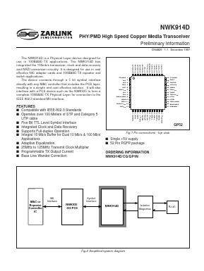 NWK914DGP1N Datasheet PDF Zarlink Semiconductor Inc