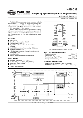 NJ88C33MAMP Datasheet PDF Zarlink Semiconductor Inc