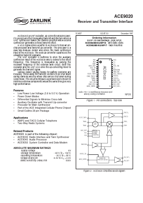 ACE9020 Datasheet PDF Zarlink Semiconductor Inc