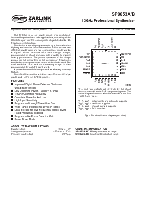 SP8853BHC Datasheet PDF Zarlink Semiconductor Inc