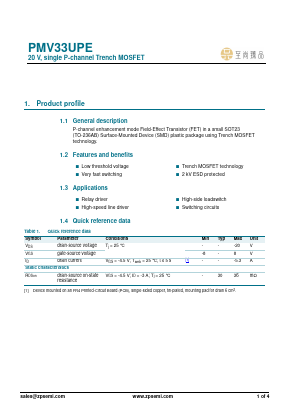 PMV33UPE Datasheet PDF ZP Semiconductor