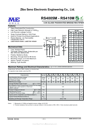 RS408M Datasheet PDF Zibo Seno Electronic Engineering Co.,Ltd