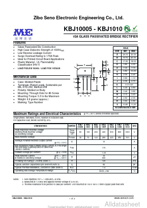 KBJ10005 Datasheet PDF Zibo Seno Electronic Engineering Co.,Ltd