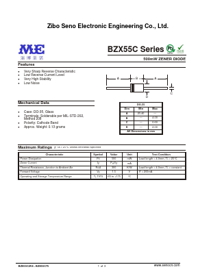 BZX55C36 Datasheet PDF Zibo Seno Electronic Engineering Co.,Ltd