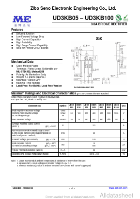 UD3KB60 Datasheet PDF Zibo Seno Electronic Engineering Co.,Ltd