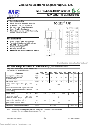MBR10100CK Datasheet PDF Zibo Seno Electronic Engineering Co.,Ltd