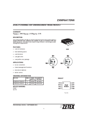 ZXMP6A17DN8TC Datasheet PDF Zetex => Diodes