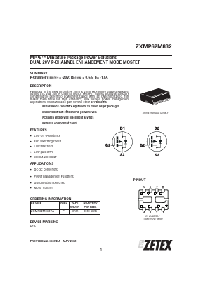 ZXMP62M832TA Datasheet PDF Zetex => Diodes