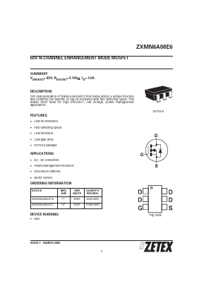 ZXMN6A08E6TA Datasheet PDF Zetex => Diodes
