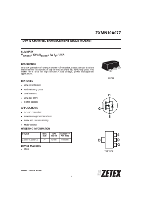 ZXMN10A07Z Datasheet PDF Zetex => Diodes