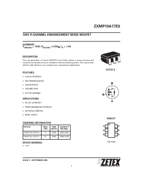 ZXMP10A17E6 Datasheet PDF Zetex => Diodes