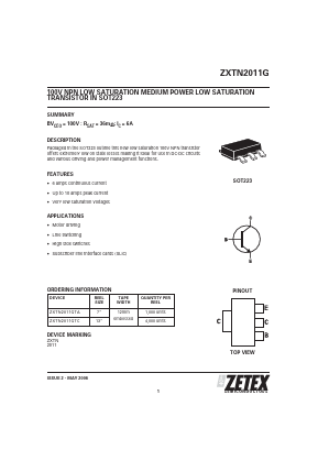ZXTN2011GTC Datasheet PDF Zetex => Diodes
