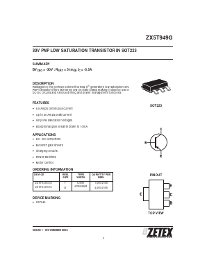 ZX5T949GTA Datasheet PDF Zetex => Diodes