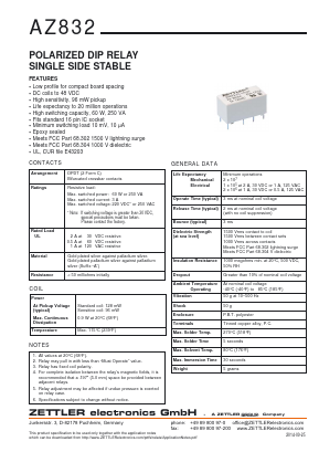 AZ832-2C-12DSE Datasheet PDF Zettler Electronics