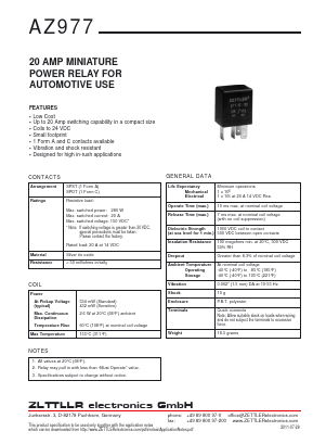 AZ977 Datasheet PDF Zettler Electronics