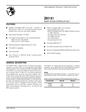 Z80181 Datasheet PDF Zilog