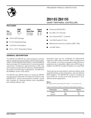 Z8019533FSC Datasheet PDF Zilog