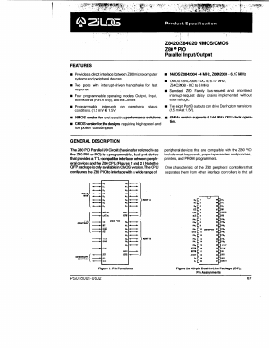 Z84C2008PEC Datasheet PDF Zilog