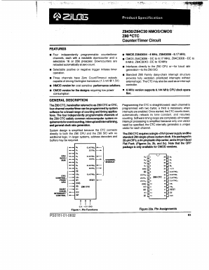 Z84C3008PEC Datasheet PDF Zilog