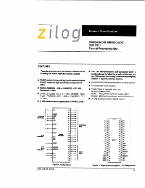 Z84C0010FEC Datasheet PDF Zilog