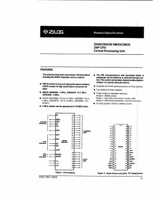 Z84C0004VEC Datasheet PDF Zilog