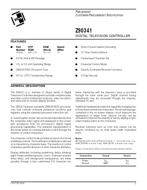 Z90341 Datasheet PDF Zilog