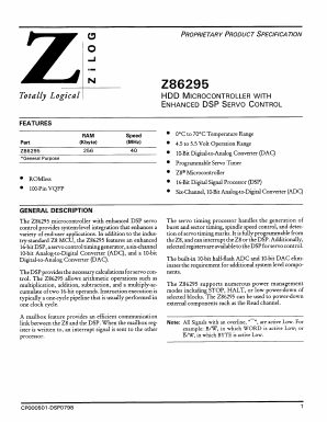 Z86295 Datasheet PDF Zilog
