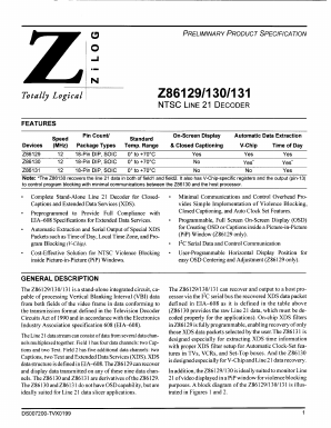Z8612912SSC Datasheet PDF Zilog