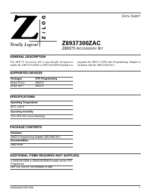 Z8937300ZAC Datasheet PDF Zilog