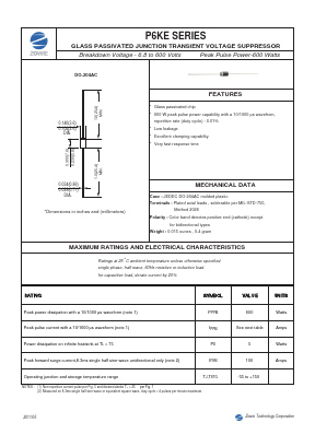 P6KE180A Datasheet PDF ZOWIE Technology